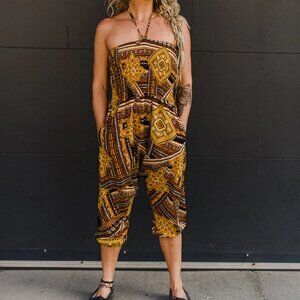 Buddha Pants Unisex Drawstring Elastic Boho Hippie Key West Convertible Romper